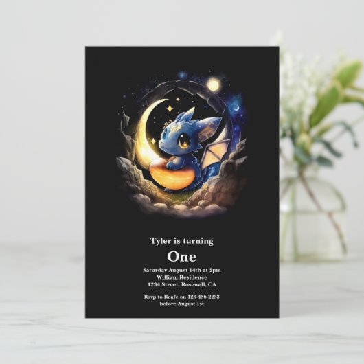 Dragon 1st Birthday Kaart (Staand voorkant)