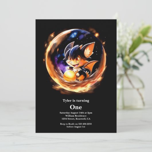 Dragon 1st Birthday Kaart (Staand voorkant)