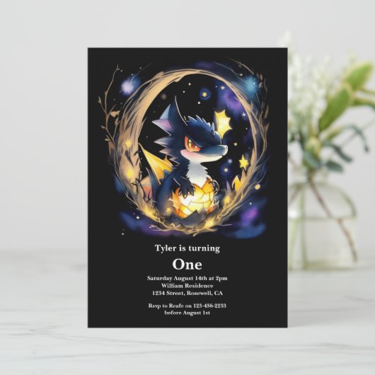 Dragon 1st Birthday Kaart (Staand voorkant)