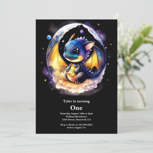 Dragon 1st Birthday Kaart (Staand voorkant)