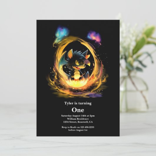 Dragon 1st Birthday Kaart (Staand voorkant)