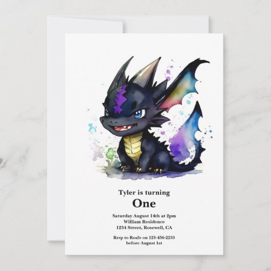 Dragon 1st Birthday Kaart (Voorkant)