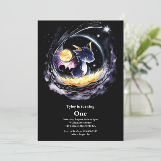 Dragon 1st Birthday Kaart (Staand voorkant)