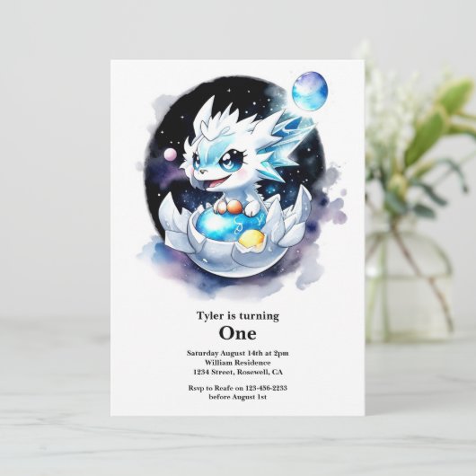 Dragon 1st Birthday Kaart (Staand voorkant)