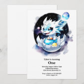 Dragon 1st Birthday Kaart (Voorkant / Achterkant)