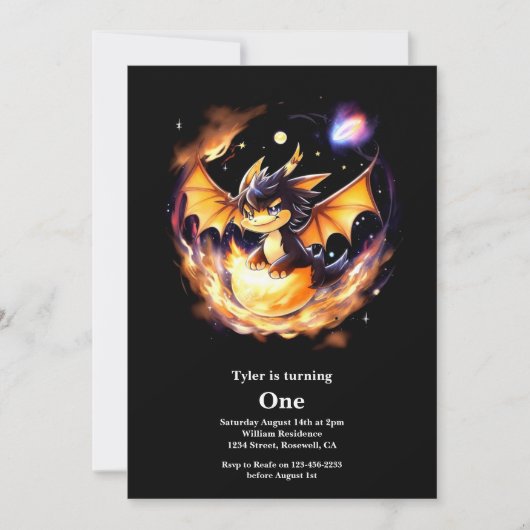 Dragon 1st Birthday Kaart (Voorkant)