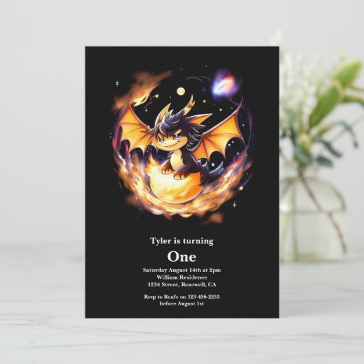 Dragon 1st Birthday Kaart (Staand voorkant)