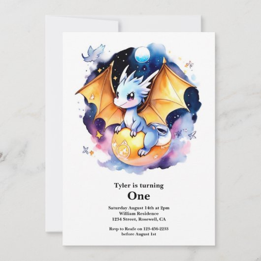 Dragon 1st Birthday Kaart (Voorkant)