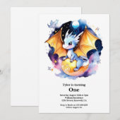 Dragon 1st Birthday Kaart (Voorkant / Achterkant)