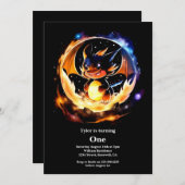 Dragon 1st Birthday Kaart (Voorkant / Achterkant)