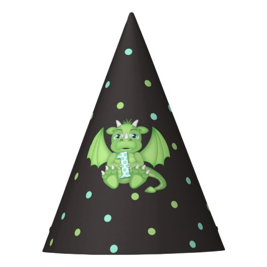 Dragon 1st Birthday Paper Party Petten Feesthoedjes (Voorkant)