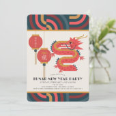 Dragon 2024 Blauwgroen Maan/Chinees Nieuwjaar Part Kaart (Staand voorkant)