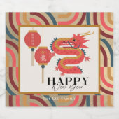 Dragon 2024 Gold Chinees Nieuwjaar Vakantie Sparkling Wijnetiket (Enkel label)