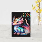 Dragon 2024 Year Of The Dragon Happy Lunar New Yea Kaart (Gele Bloem)