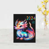 Dragon 2024 Year Of The Dragon Happy Lunar New Yea Kaart (Gele Bloem)
