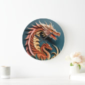 Dragon 3D Paper Art Design T-shirt Grote Klok (Huis)