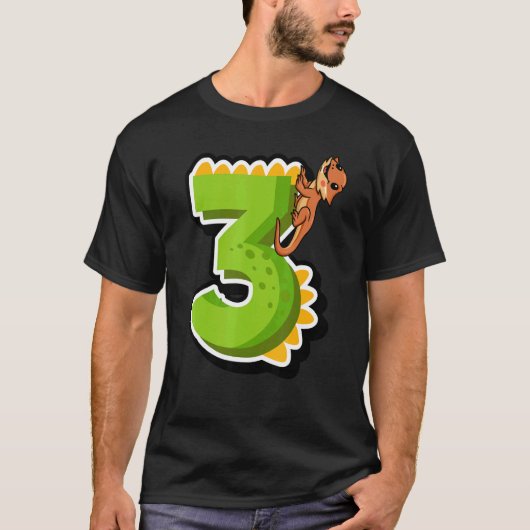 Dragon 3rd Birthday Reptile Animal Graphi T-shirt (Voorkant)