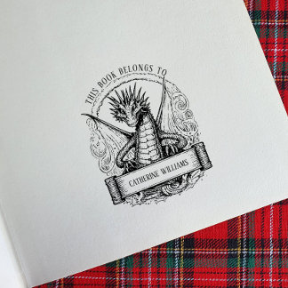 Dragon aangepaste naam Bookplate Rubberstempel
