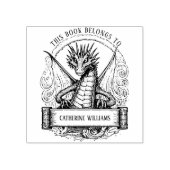 Dragon aangepaste naam Bookplate Rubberstempel (Afrduk)