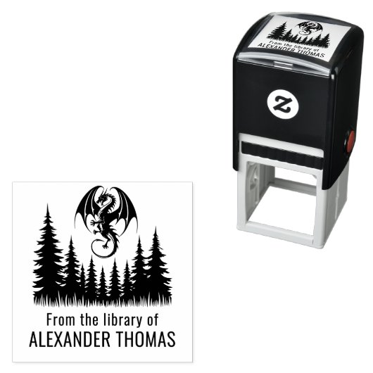 Dragon Above For Trees Bibliotheek Boeknaam Zelfinktende Stempel (In situ)