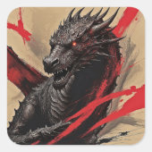 Dragon Abstract Expressionisme Vierkante Sticker (Voorkant)