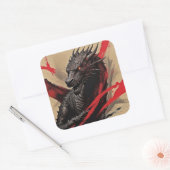 Dragon Abstract Expressionisme Vierkante Sticker (Envelop)