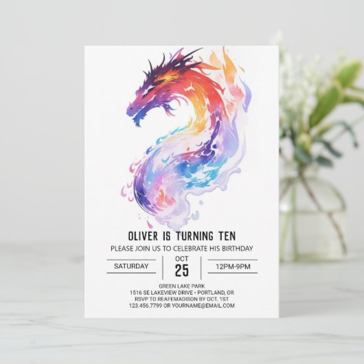 Dragon Adventure Waterverf Kaart (Staand voorkant)