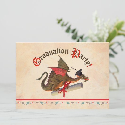 Dragon Afstuderen Celebration Kaart (Staand voorkant)