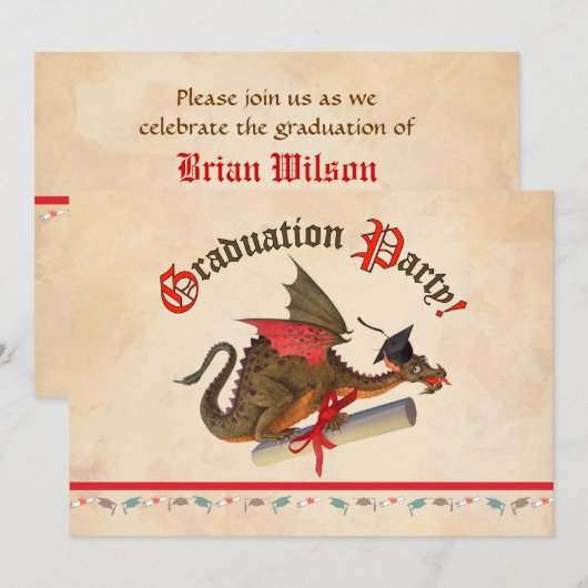 Dragon Afstuderen Celebration Kaart (Voorkant / Achterkant)