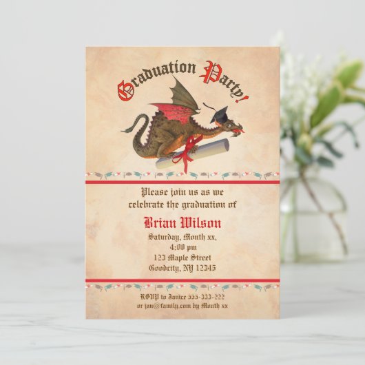 Dragon Afstuderen Celebration Kaart (Staand voorkant)