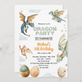 Dragon and eggs birthday Invitation Kaart (Voorkant / Achterkant)
