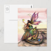 Dragon and Fairy Art Briefkaart beroemd gemaakt do (Voorkant / Achterkant)