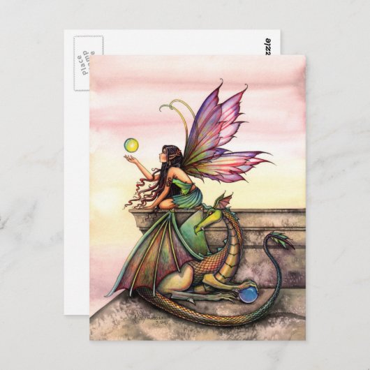 Dragon and Fairy Art Briefkaart beroemd gemaakt do (Voorkant / Achterkant)
