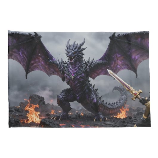 Dragon and Warrior Confrontation Kussensloop (Achterkant-Rechts)