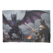 Dragon and Warrior Confrontation Kussensloop (Voorkant-Links)