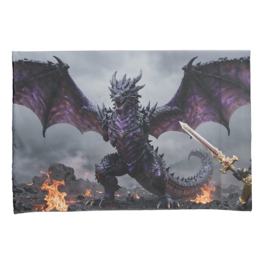 Dragon and Warrior Confrontation Kussensloop (Voorkant-Rechts)