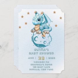 Dragon Aquamarine Astroid Boy Baby shower Kaart