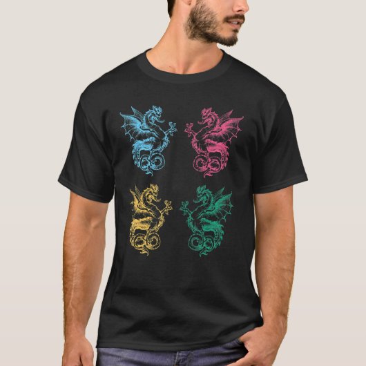 Dragon Art Graphic Retro  T-shirt (Voorkant)