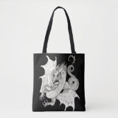 Dragon Art Nouveau stijl Inkt tekening Tote Bag (Voorkant)