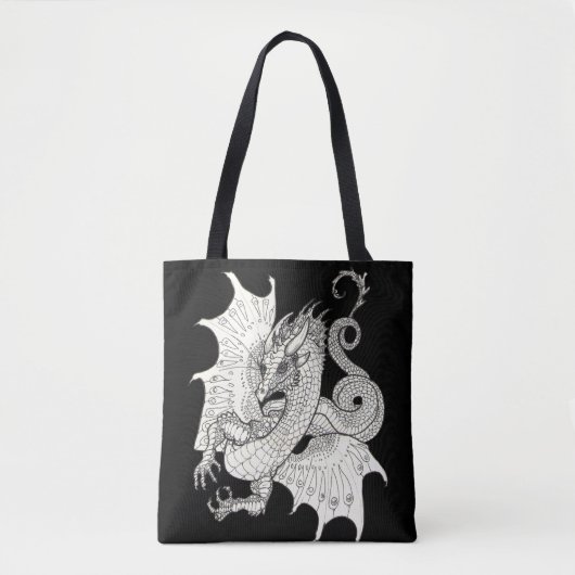 Dragon Art Nouveau stijl Inkt tekening Tote Bag (Voorkant)