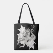 Dragon Art Nouveau stijl Inkt tekening Tote Bag (Achterkant)