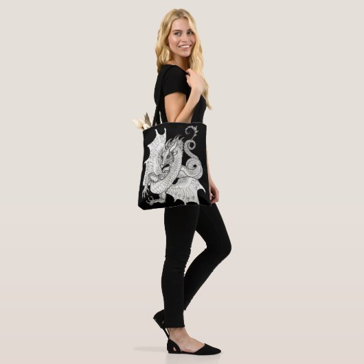 Dragon Art Nouveau stijl Inkt tekening Tote Bag (Op model)