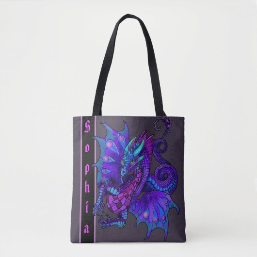Dragon Art Nouveau stijl Paarse Dragon Tote Bag (Voorkant)