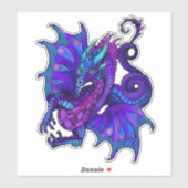 Dragon Art Nouveau Style Blue en Paars Sticker (Vel)