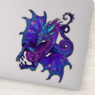 Dragon Art Nouveau Style Blue en Paars Sticker