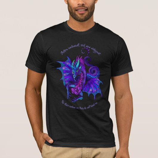 Dragon Art Nouveau Style Blue en Paars T-shirt (Voorkant)