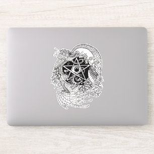 Dragon art nouveau style pentacle sticker