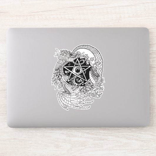 Dragon art nouveau style pentacle sticker (Computer)