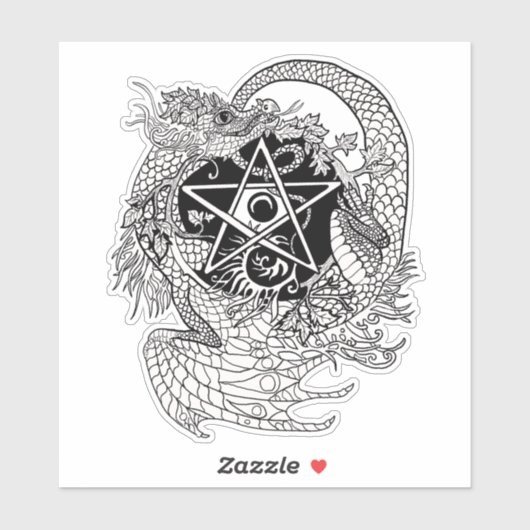 Dragon art nouveau style pentacle sticker (Vel)