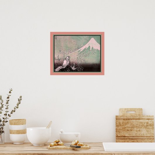 Dragon Ascending Mt. Fuji c.1835 Poster (Keuken)